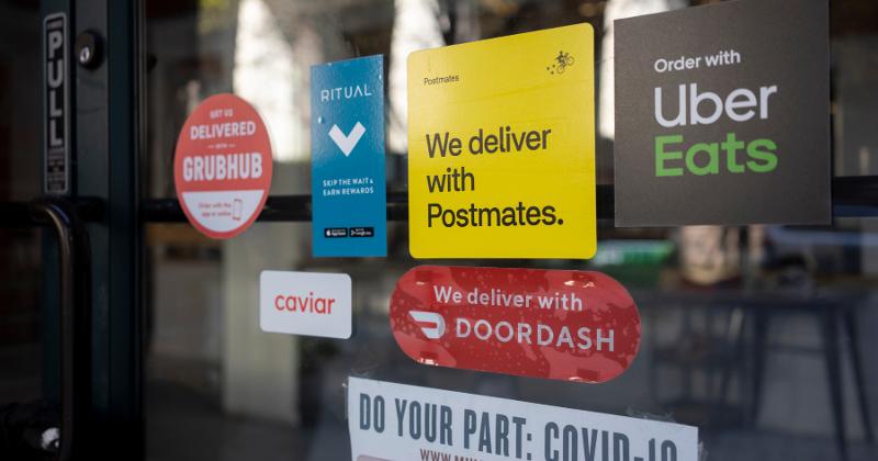 DoorDash and Grubhub and Uber Eats stickers